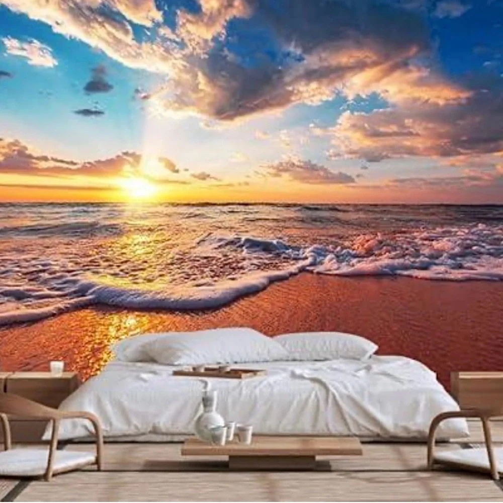 New Sunset Ocean Wall Mural Size: 170